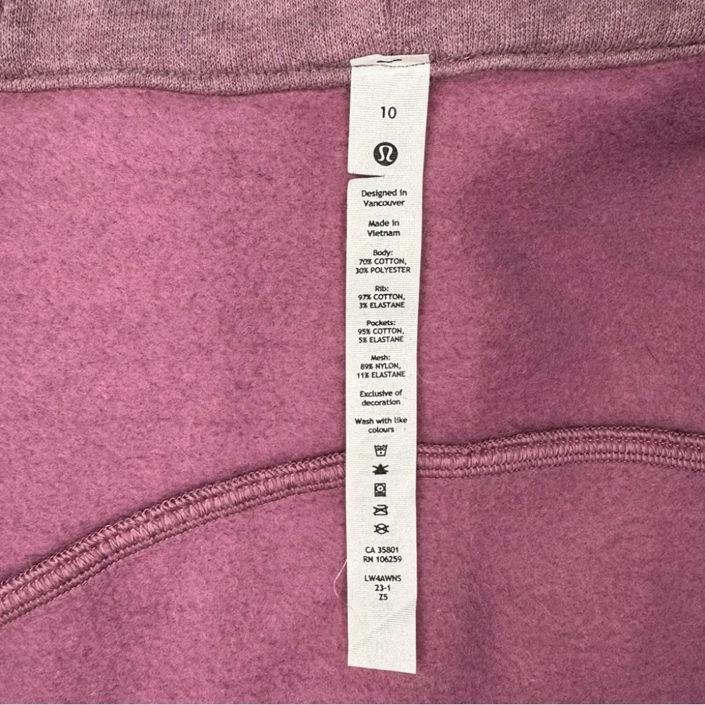 Lululemon Scuba Hoodie Jacket Light Cotton Fleece Heathered Velvet Dust Size 10